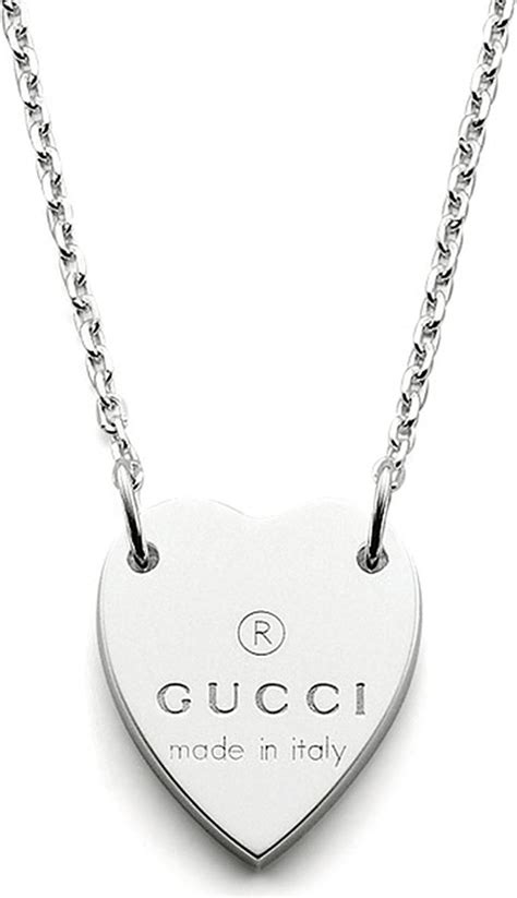 gucci heart necklace with gucci trademark|gucci sterling silver heart necklace.